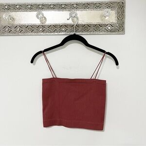 Francescas Red Ribbed Seamless Bra Top Crop Tank Medium